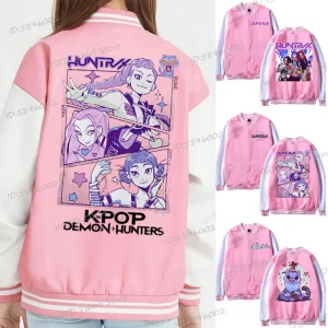 Children's Clothing KPop Demon Hunters Print Baseball Jacket, Clothes Child Girl Movie jacket