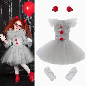 Girls Halloween Clown Tutu Dress Creepy Clown for The Halloween